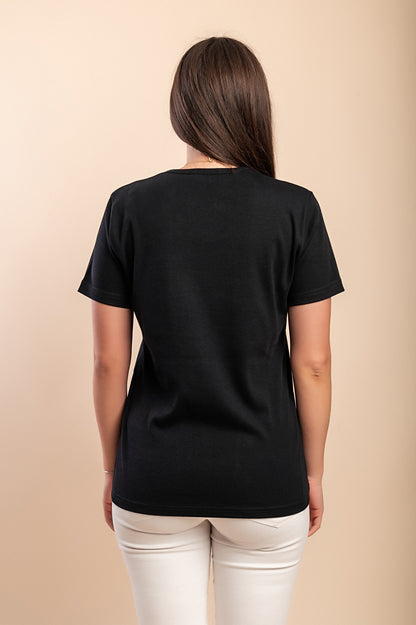 T-shirt in cotone con stampa, nera