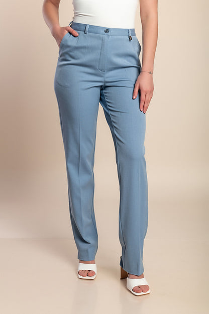 Pantaloni lunghi eleganti taglie forti, azzurro chiaro