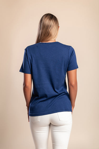 T-shirt in cotone con stampa, blu scuro