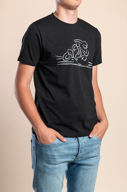 T-shirt da uomo in cotone con stampa, nera