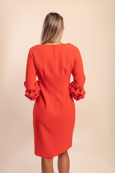 Abito con dettaglio decorativo sulle maniche, rosso