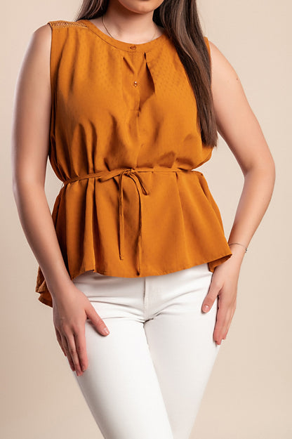 Camicetta senza maniche, cammello