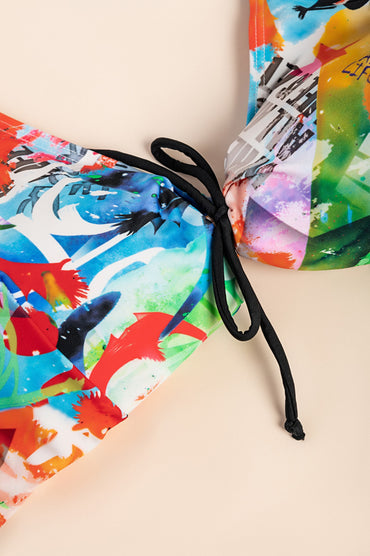 Costume da bagno stampato taglie forti, multicolore