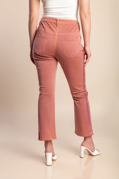 Pantaloni di cotone taglie forti, rosa