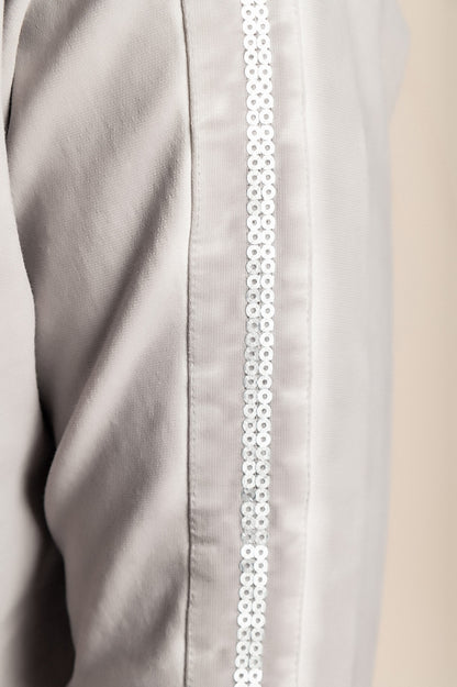 Top in cotone taglie forti con paillettes, grigio