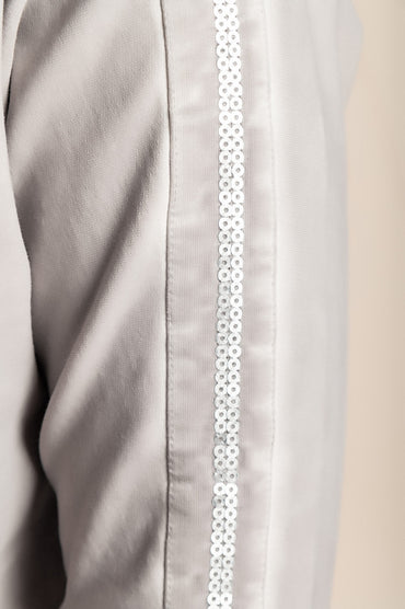 Top in cotone taglie forti con paillettes, grigio