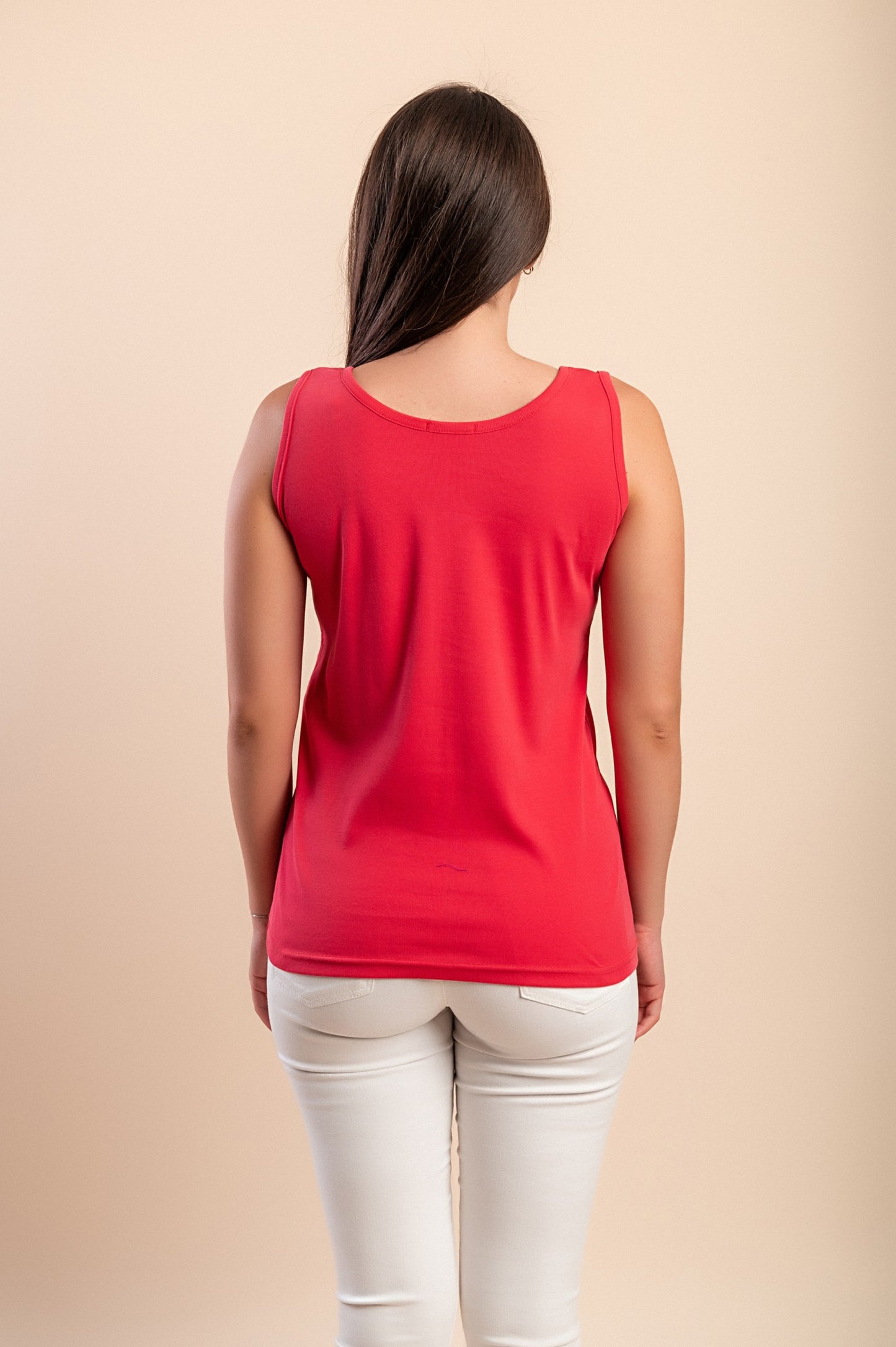 Top senza maniche in cotone, beige