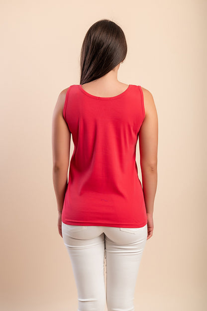 Top senza maniche in cotone, beige