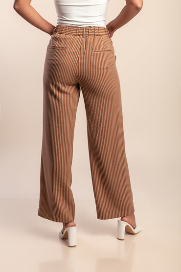 Pantaloni con stampa a righe, marroni