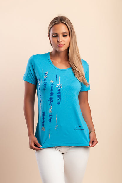 Maglietta con stampa, azzurra