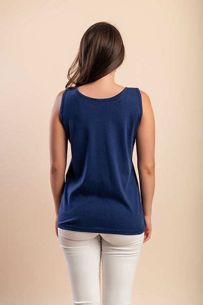 Camicia senza maniche in cotone, beige