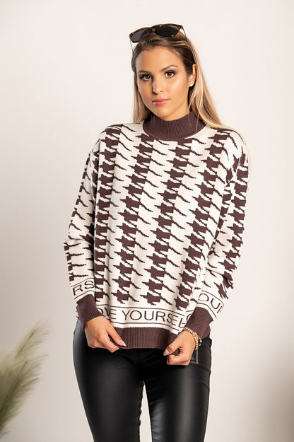 Maglia con fantasia pepita Sanga, marrone-nero
