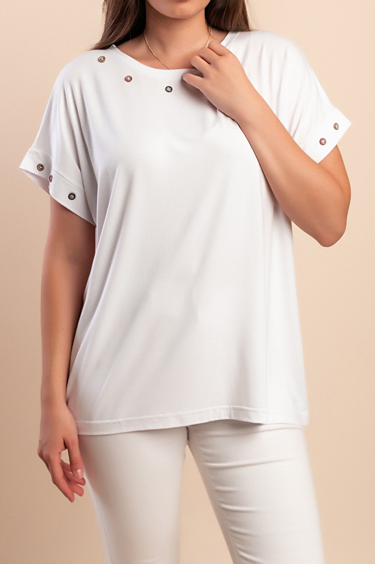 T-shirt in viscosa, bianca