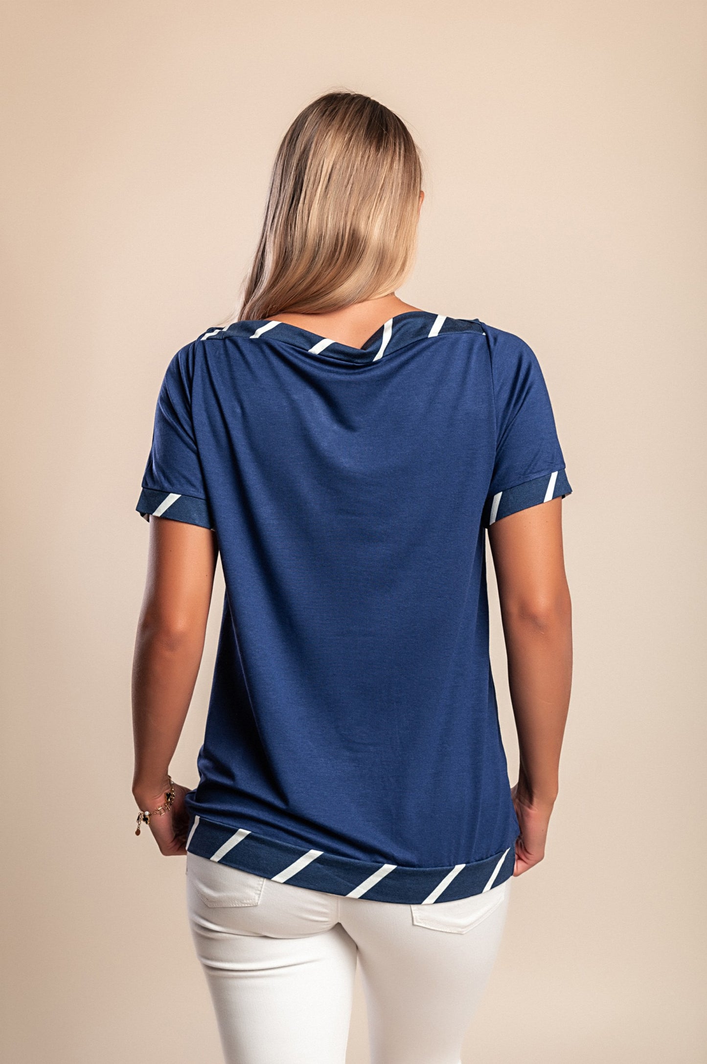 T-shirt a righe, blu scuro