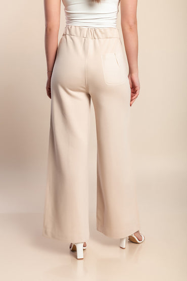 Pantaloni lunghi in cotone, beige