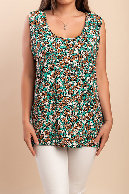 Top senza maniche stampato, verde