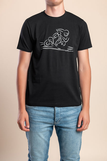 T-shirt da uomo in cotone con stampa, nera