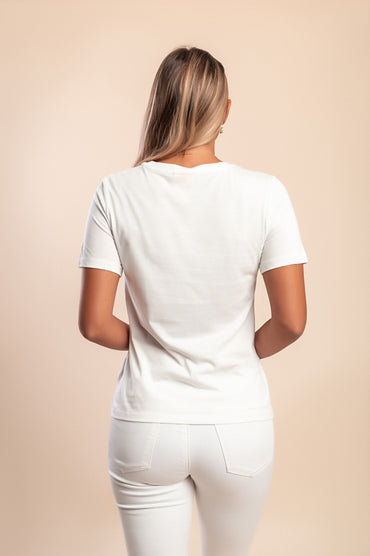 T-shirt in cotone con stampa, bianca