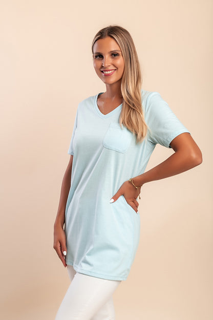 Maglietta con tasca, azzurra