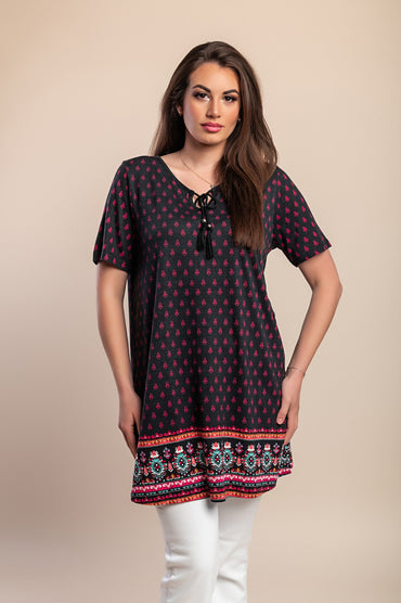 Tunica stampata taglie forti, nera