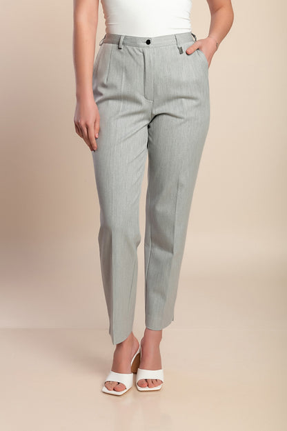 Pantaloni lunghi eleganti taglie forti, grigi