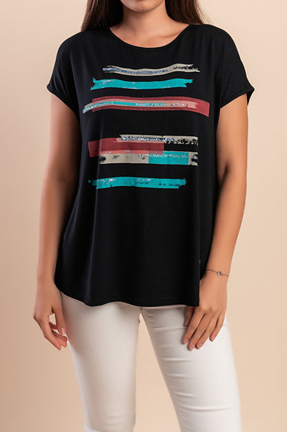 Maglietta con stampa, blu scuro