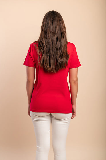 T-shirt in cotone con stampa, rossa