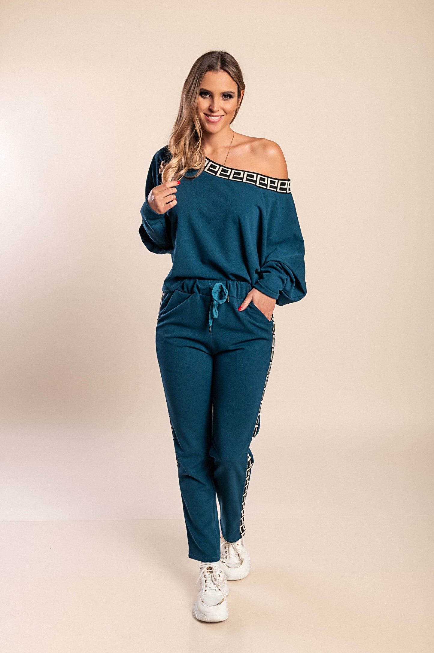 Set con stampa geometrica, nero.