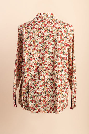 Camicia in cotone taglie forti con stampa floreale, multicolore