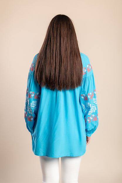 Camicetta con ricamo, blu