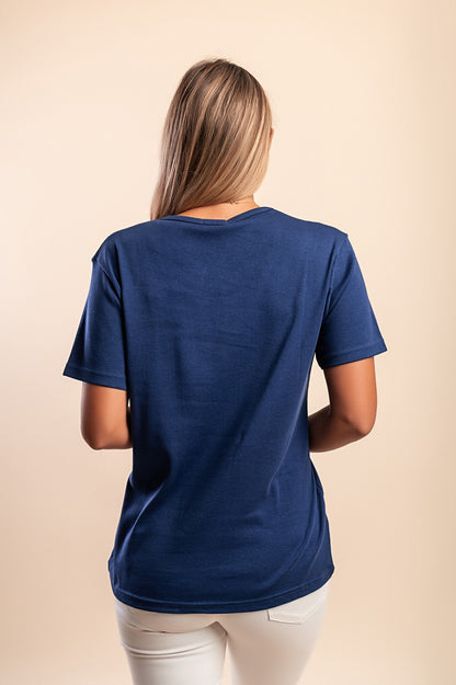 T-shirt girocollo, blu scuro