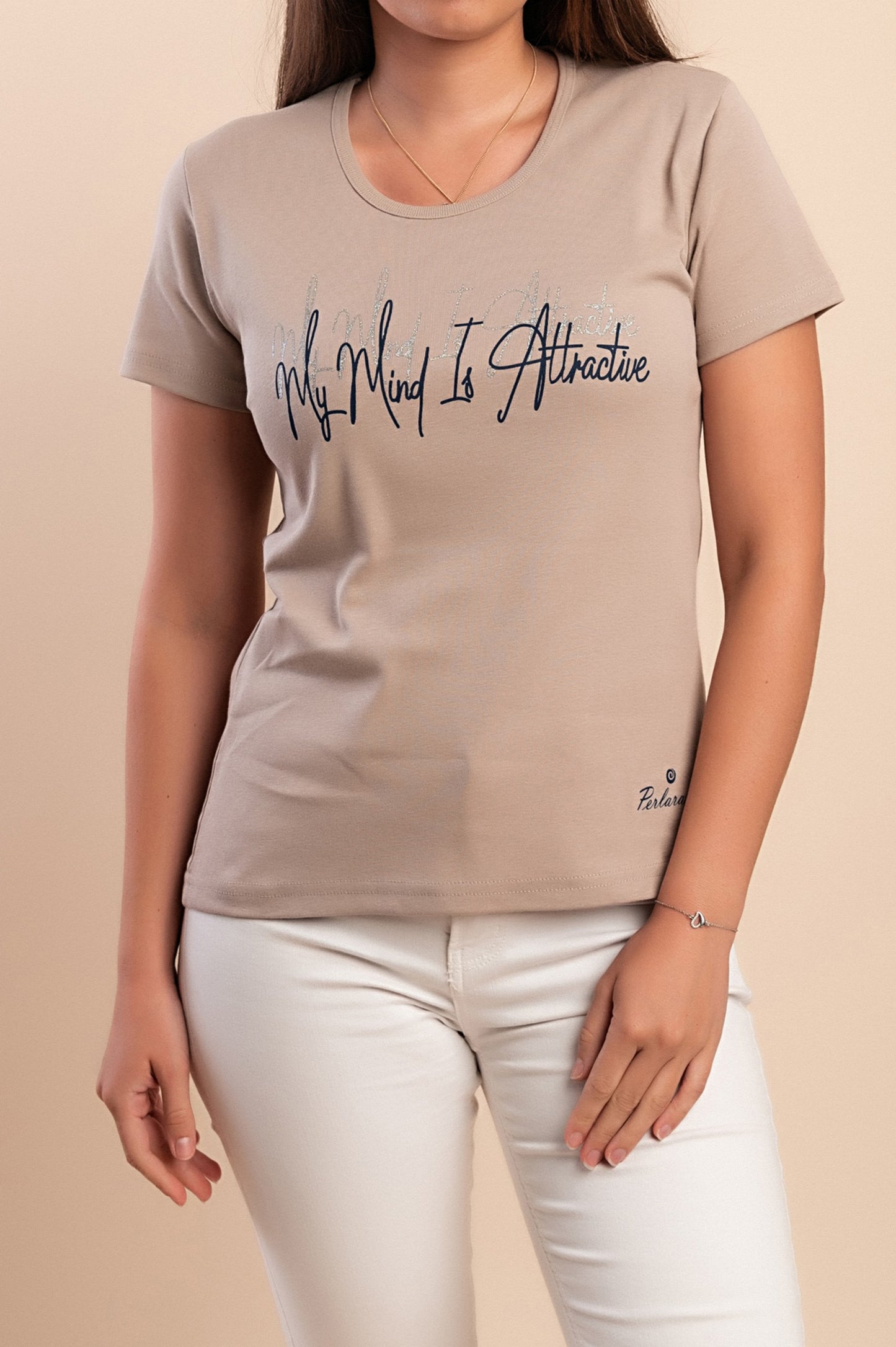 T-shirt in cotone con stampa, azzurra