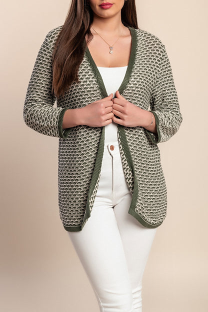 Cardigan con maniche a 3/4, oliva