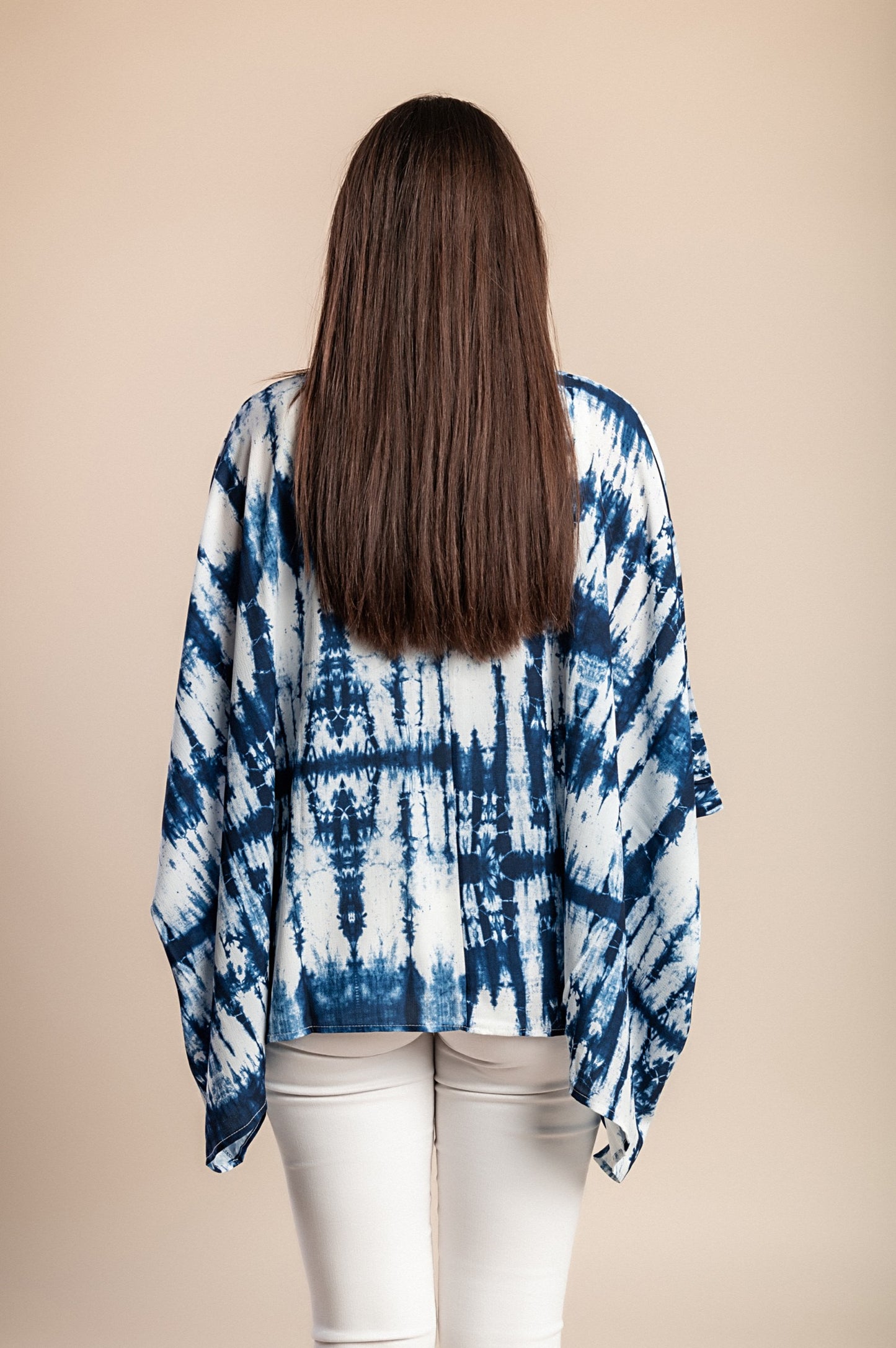 Camicetta stampata taglie forti, blu