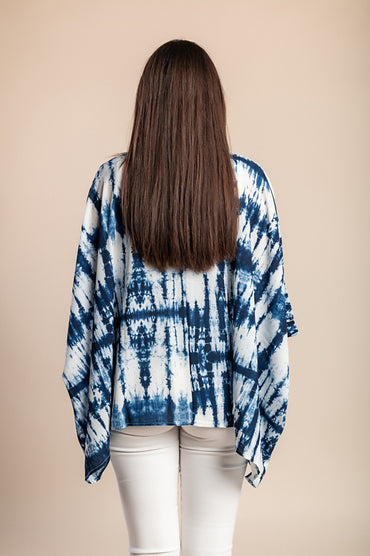 Camicetta stampata taglie forti, blu