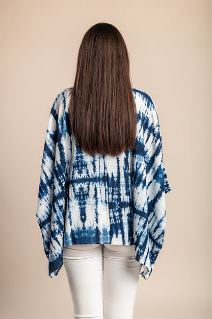 Camicetta stampata taglie forti, blu