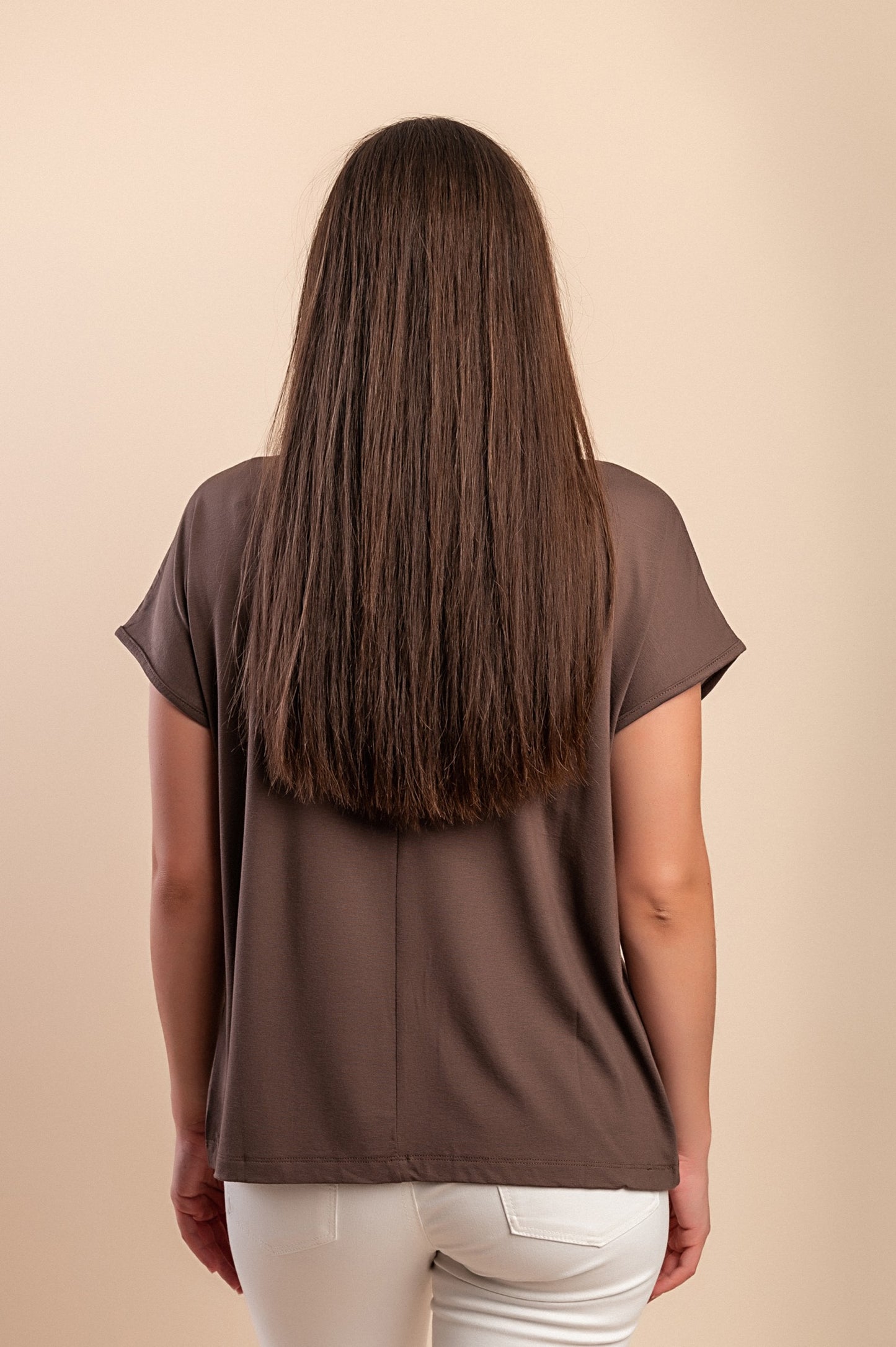 T-shirt in viscosa, beige