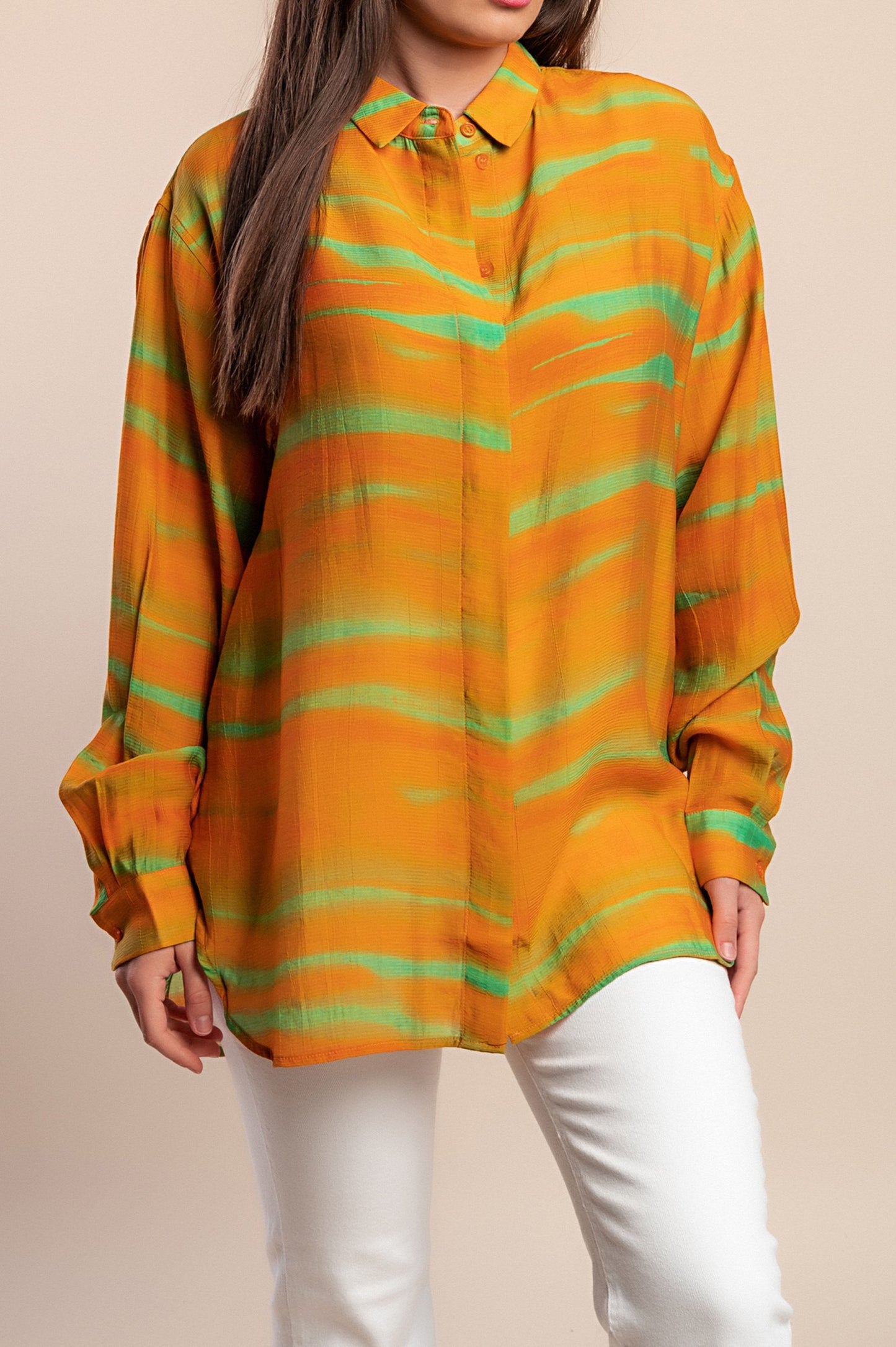 Maglietta stampata taglie forti, arancione