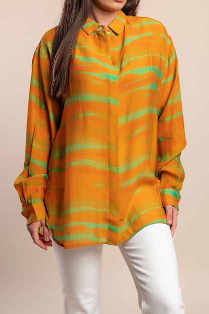 Maglietta stampata taglie forti, arancione