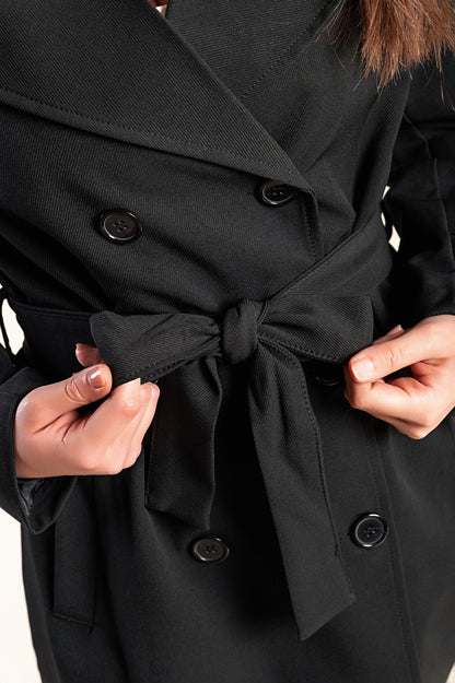 Elegante trench corto con bottoni, bordeaux