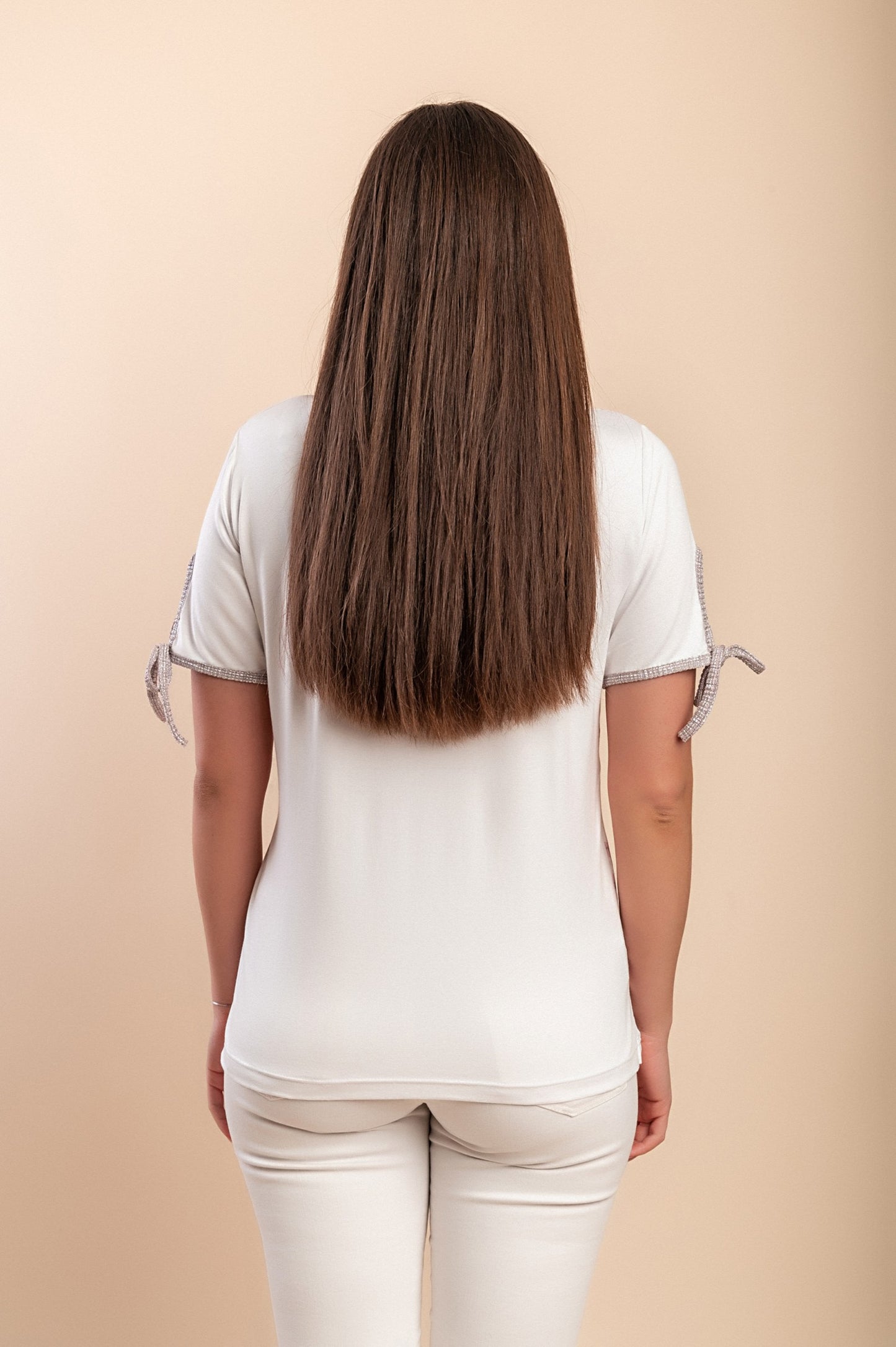 T-shirt in viscosa stampata, bianca