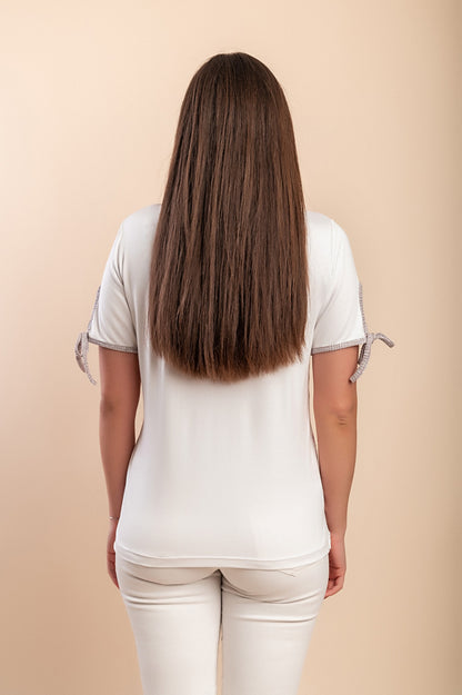 T-shirt in viscosa stampata, bianca