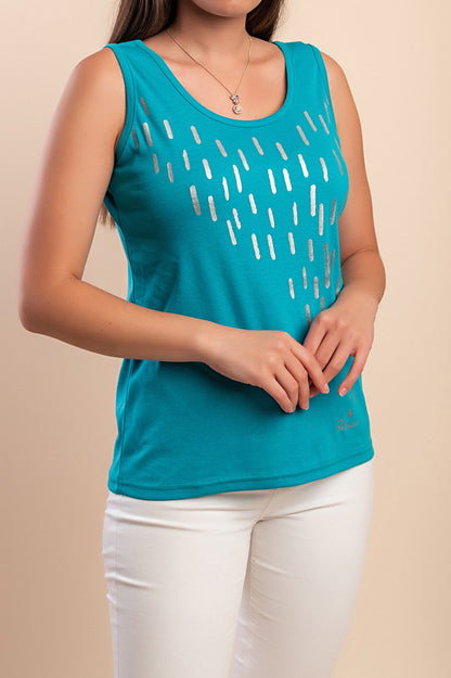 Top senza maniche in cotone, verde