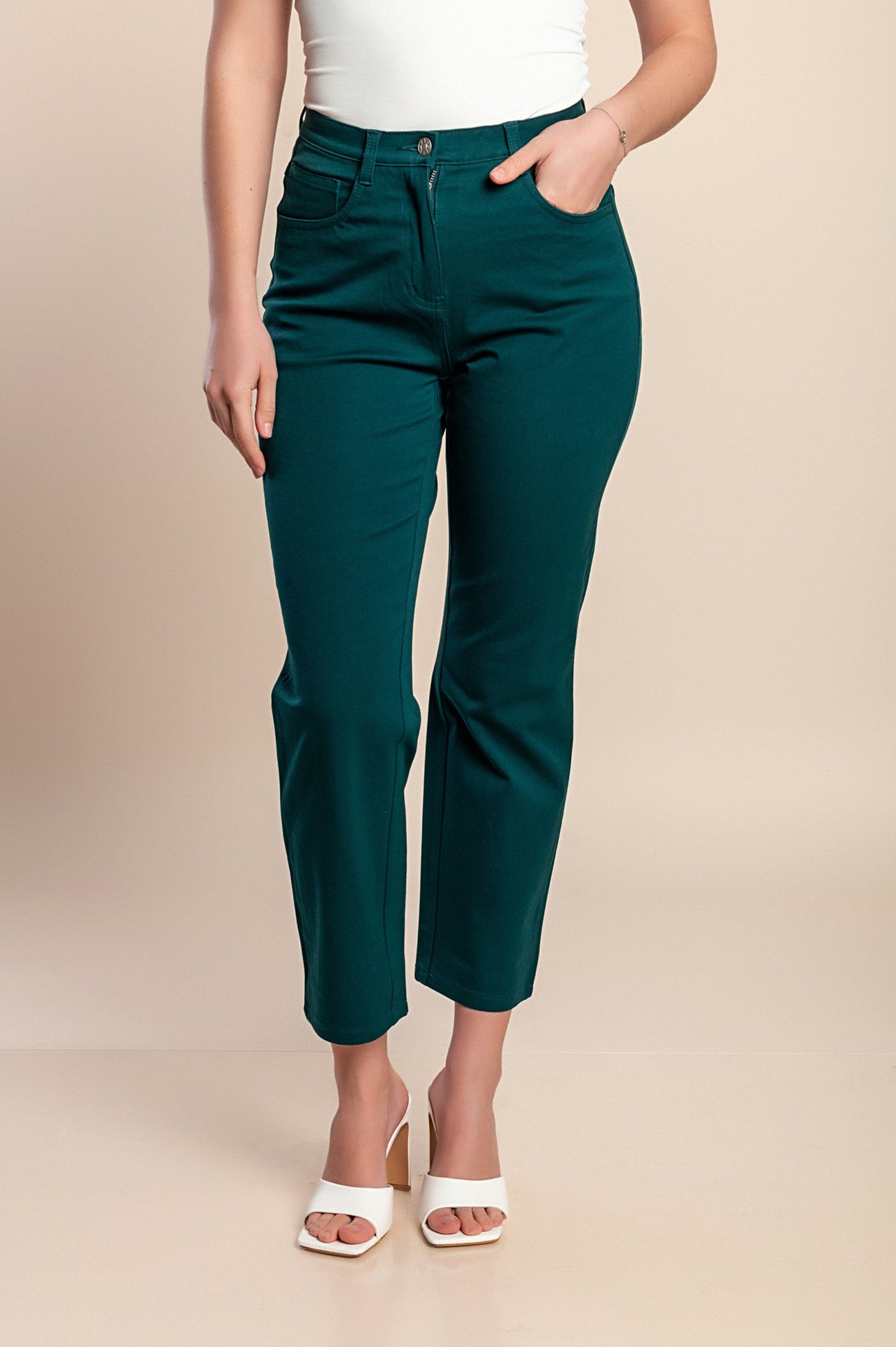 Pantaloni di cotone taglie forti, verdi