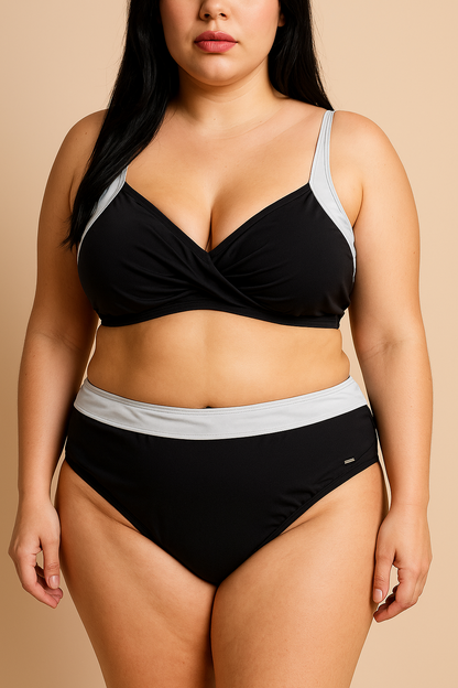 Costume da bagno due pezzi taglie forti, nero