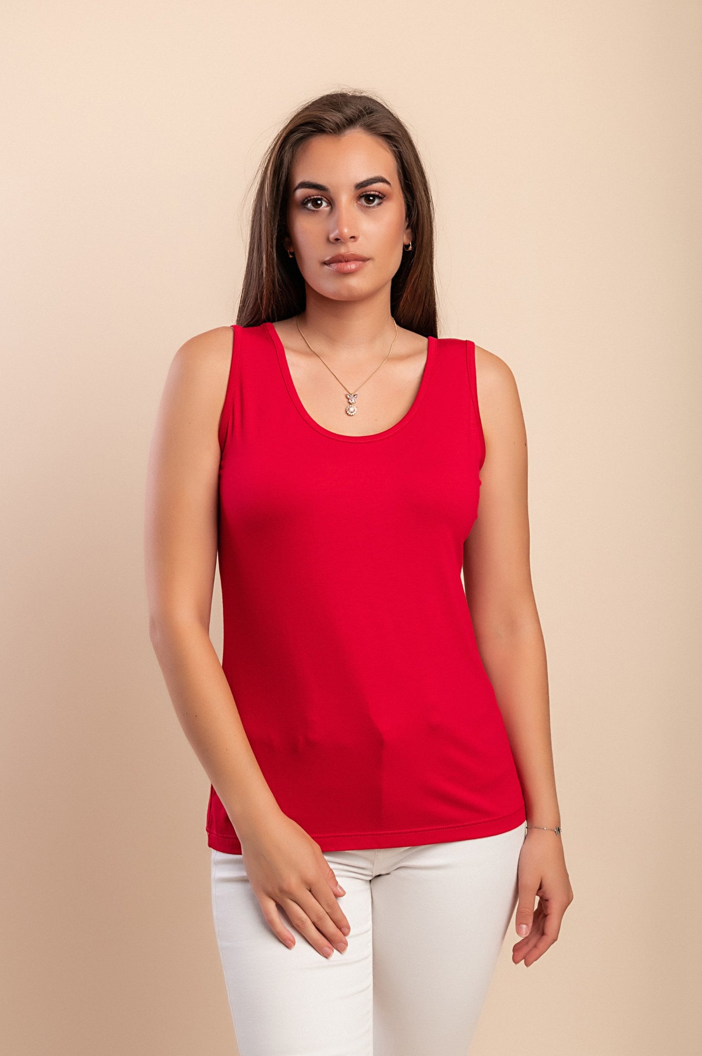 Top senza maniche in cotone, rosa