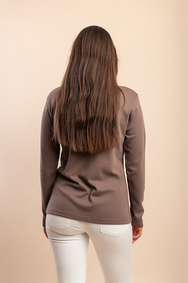 Maglia in cotone a maniche lunghe, marrone
