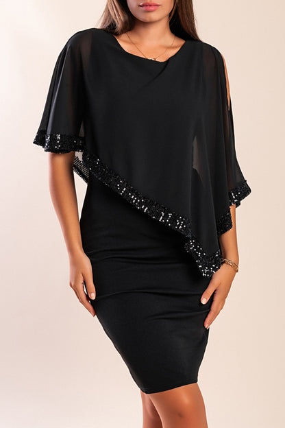 Vestito elegante con mantellina Arlet, bordo