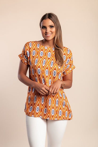 T-shirt con stampa taglie forti, arancione