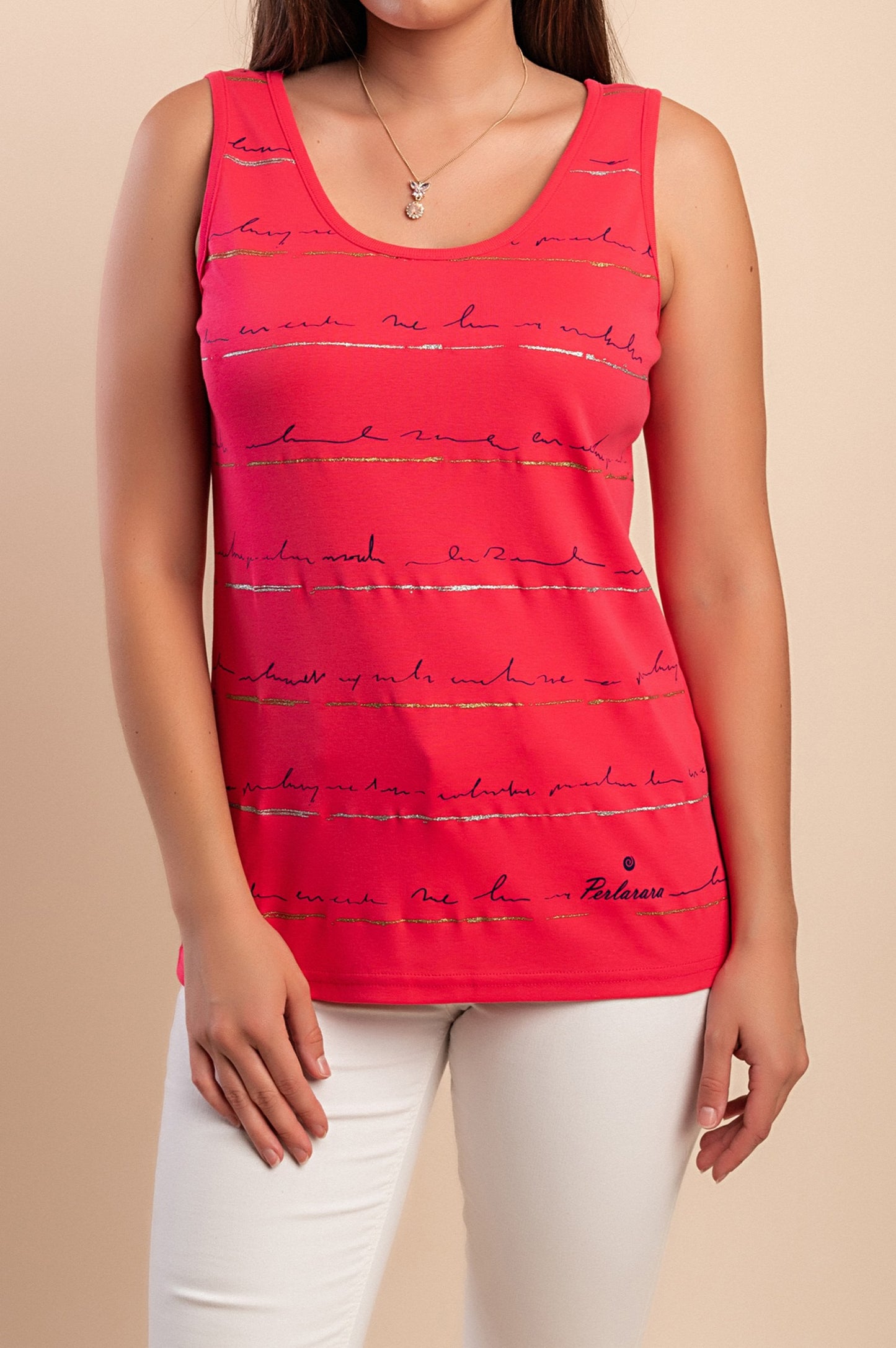 Top senza maniche in cotone, rosa